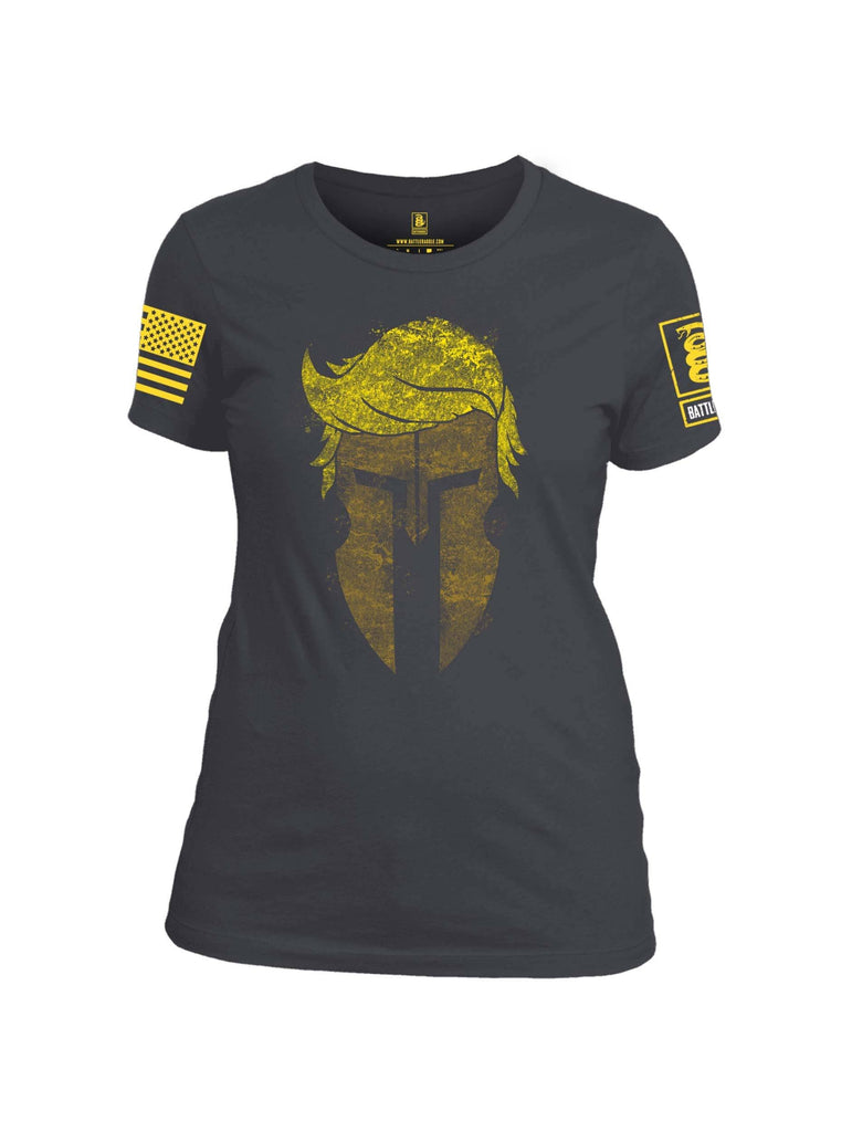 Battleraddle Mr. President Expounder Spartan Helm Yellow Sleeve Print Womens Cotton Crew Neck T Shirt shirt|custom|veterans|Apparel-Womens T Shirt-cotton