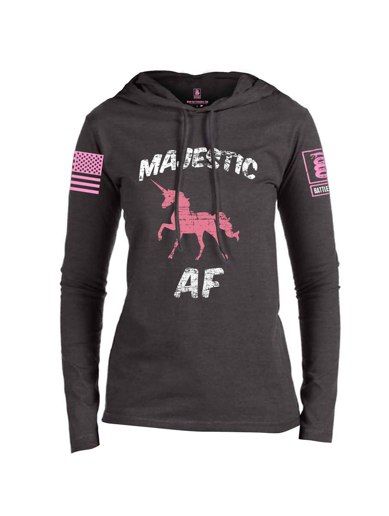 Battleraddle Majestic AF Pink Sleeve Print Womens Thin Cotton Lightweight Hoodie shirt|custom|veterans|Apparel-Womens Hoodie-Cotton