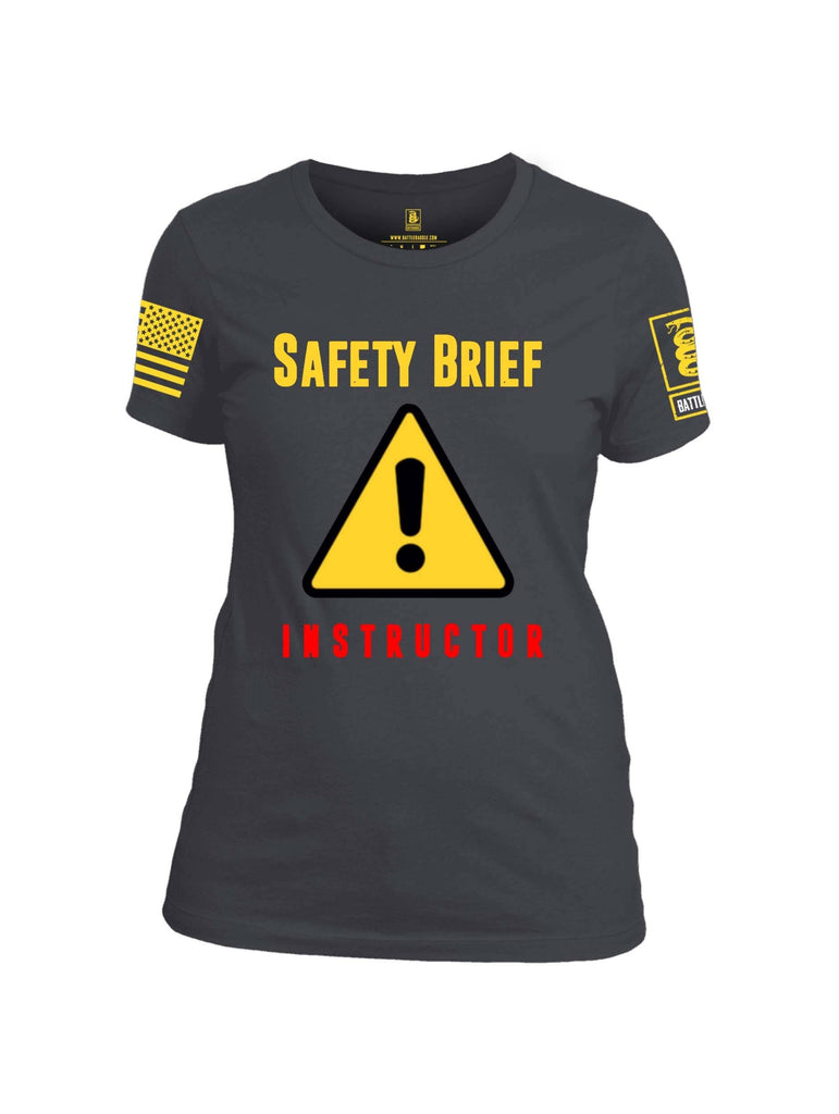 Battleraddle Safety Brief Instructor Yellow Sleeve Print Womens Cotton Crew Neck T Shirt shirt|custom|veterans|Apparel-Womens T Shirt-cotton