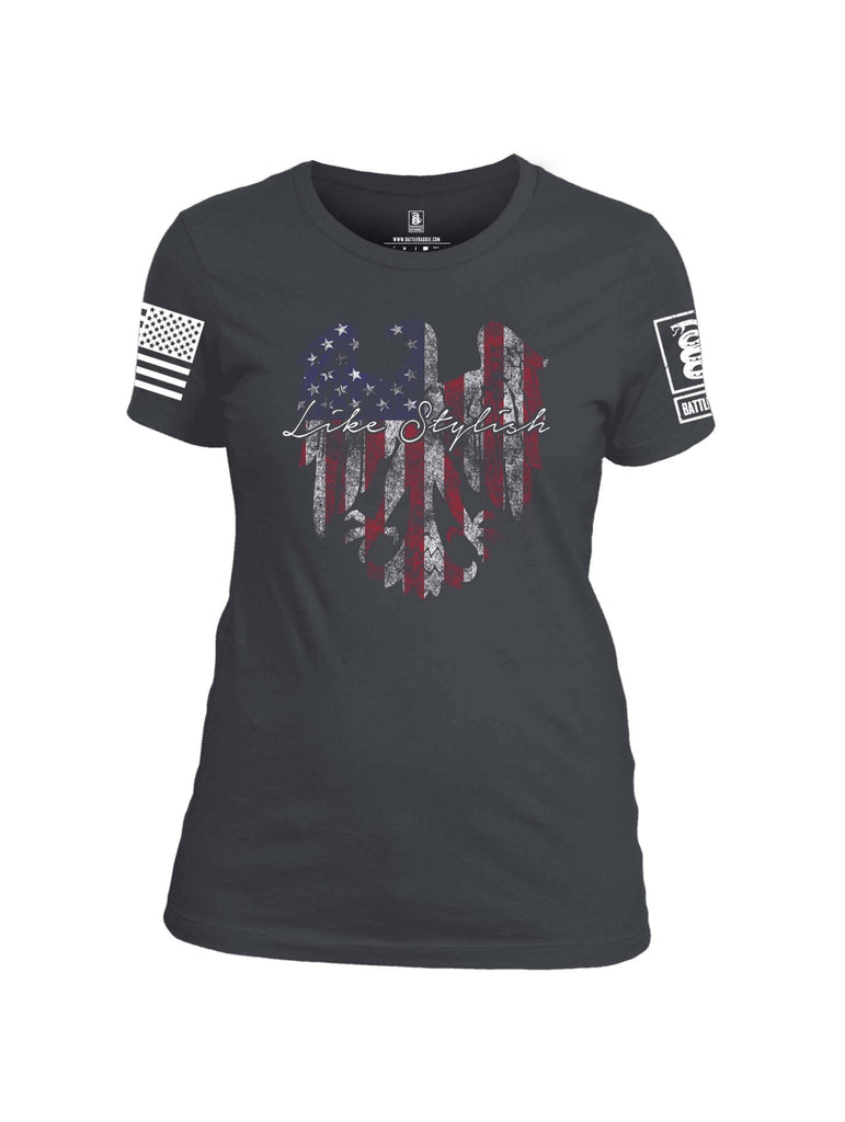 Battleraddle Like Stylish White Sleeve Print Womens Cotton Crew Neck T Shirt shirt|custom|veterans|Apparel-Womens T Shirt-cotton