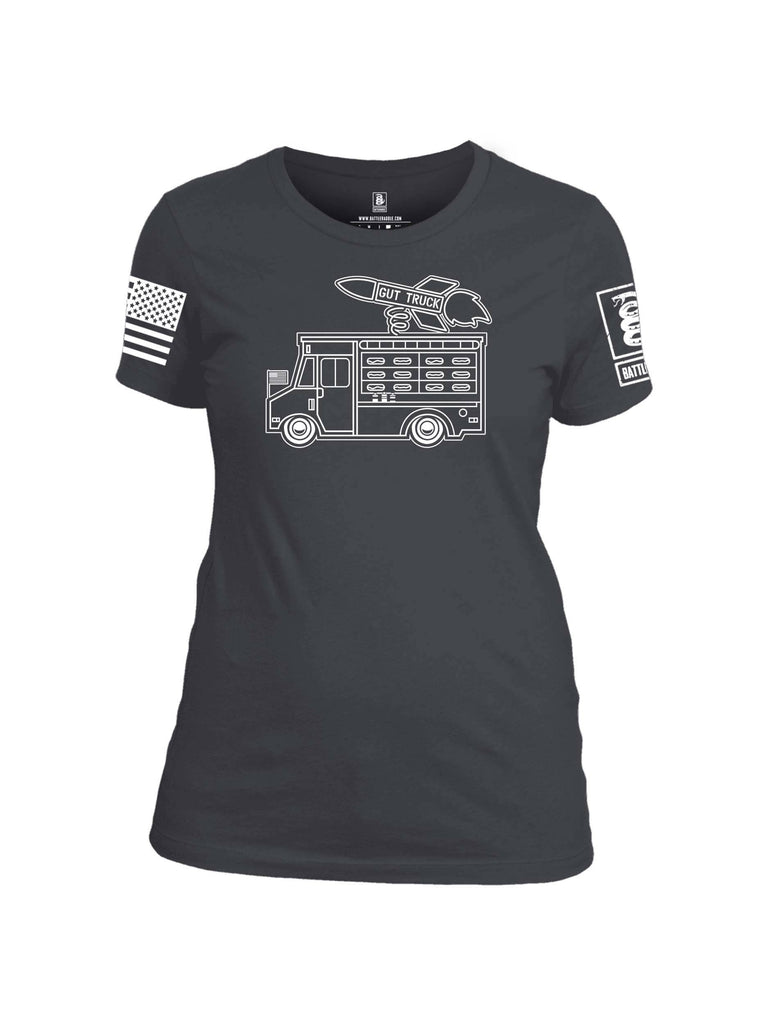 Battleraddle Gut Truck White Sleeve Print Womens Cotton Crew Neck T Shirt shirt|custom|veterans|Apparel-Womens T Shirt-cotton