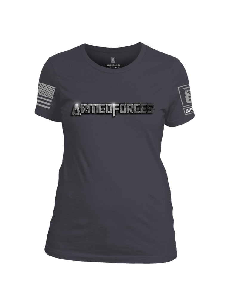 Battleraddle Armedforces Transpatriot Grey Sleeve Print Womens Cotton Crew Neck T Shirt