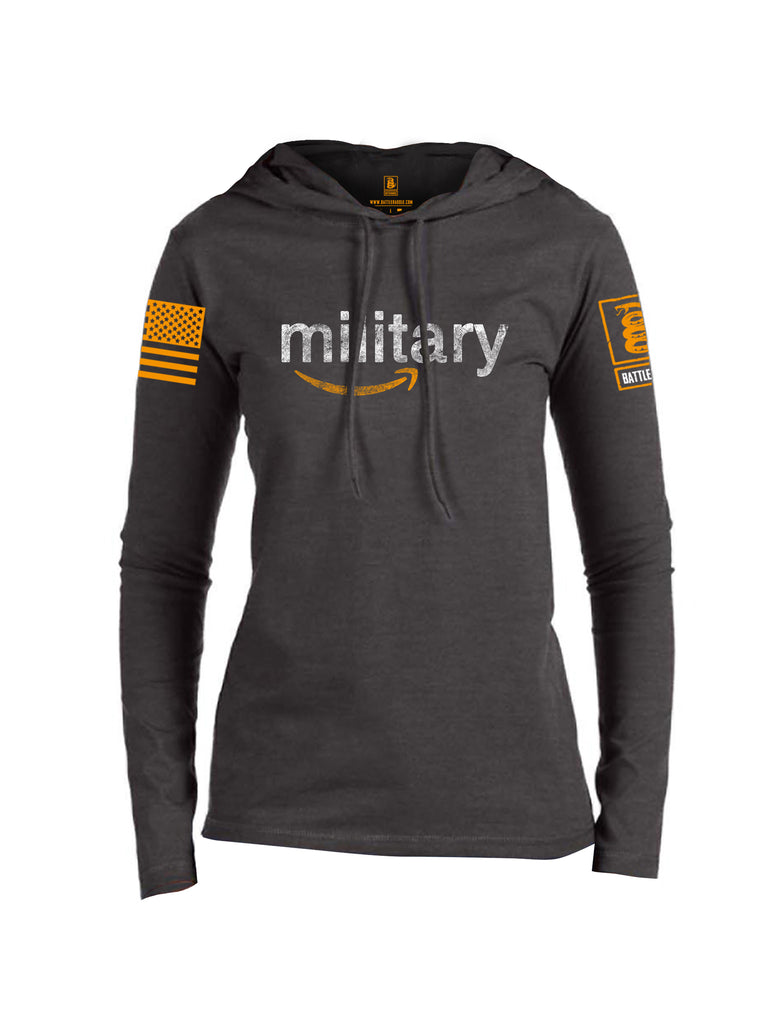 Battleraddle Military Orange Sleeve Print Womens Thin Cotton Lightweight Hoodie