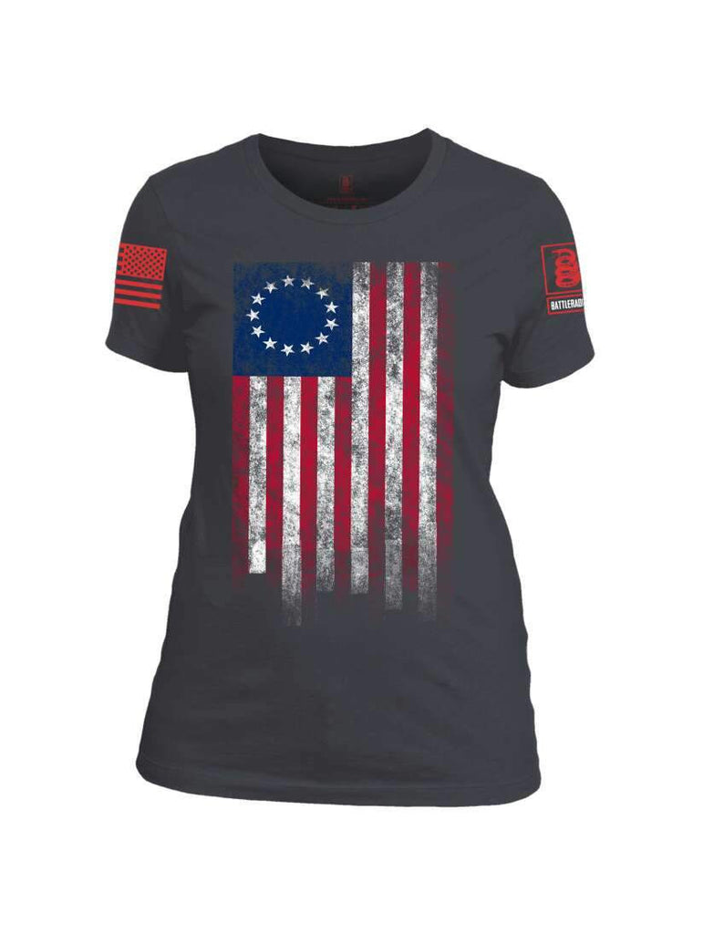 Battleraddle Thirteen Colonies Flag Red Sleeve Print Womens Cotton Crew Neck T Shirt shirt|custom|veterans|Apparel-Womens T Shirt-cotton