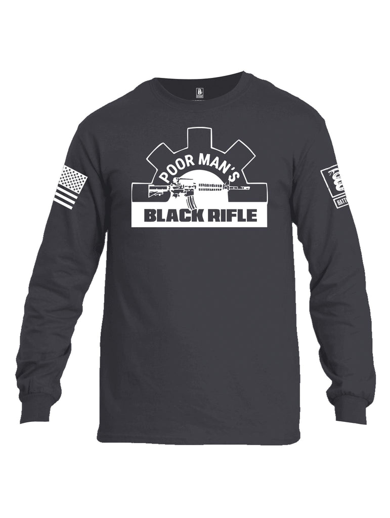 BattleraddlePoor Man's Black Rifle PMBR Join The Brotherhood  White Sleeve Print Mens Cotton Long Sleeve Crew Neck T Shirt