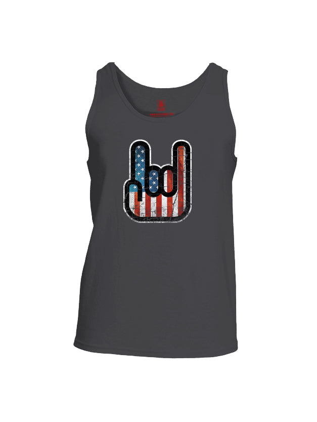 Battleraddle Hand Gesture USA Flag V2 Mens Cotton Tank Top