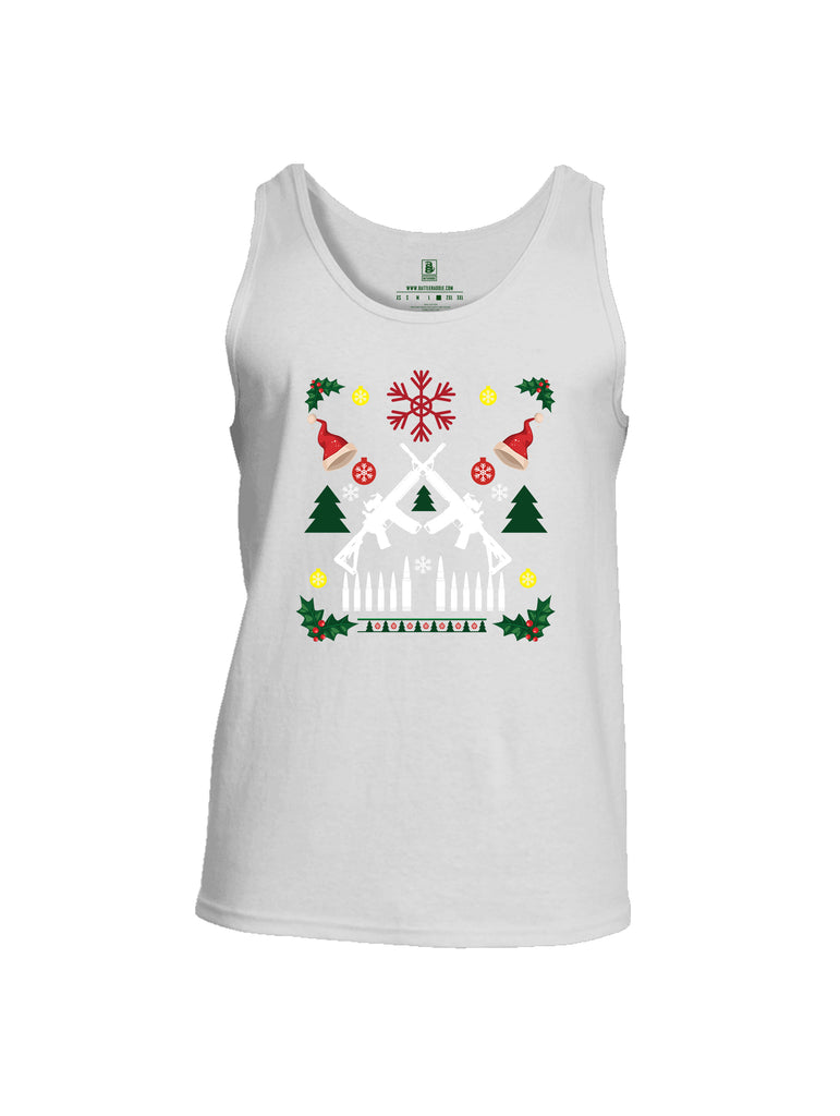 Battleraddle AR15 Cross Rifle Bullet Links Christmas Holiday Ugly Mens Cotton Tank Top