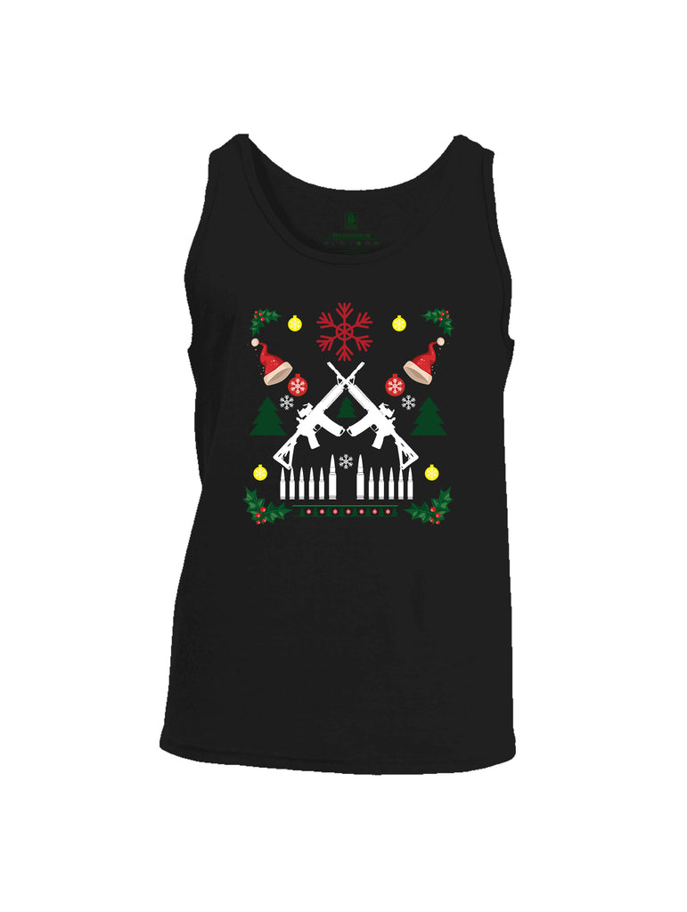 Battleraddle AR15 Cross Rifle Bullet Links Christmas Holiday Ugly Mens Cotton Tank Top