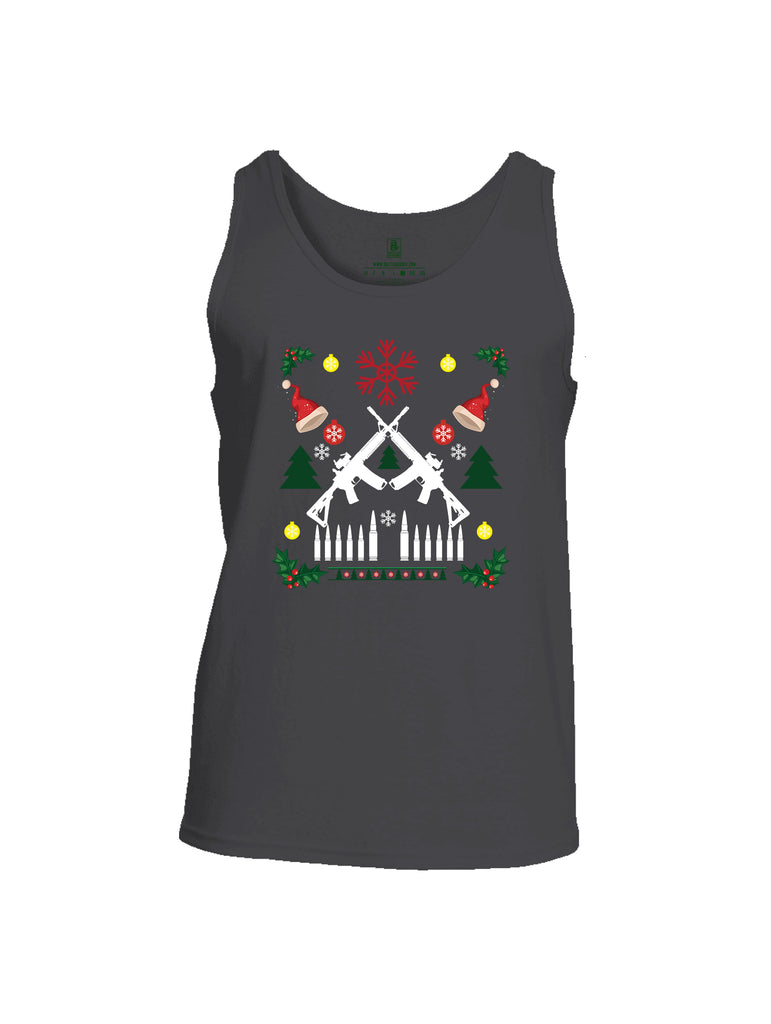 Battleraddle AR15 Cross Rifle Bullet Links Christmas Holiday Ugly Mens Cotton Tank Top