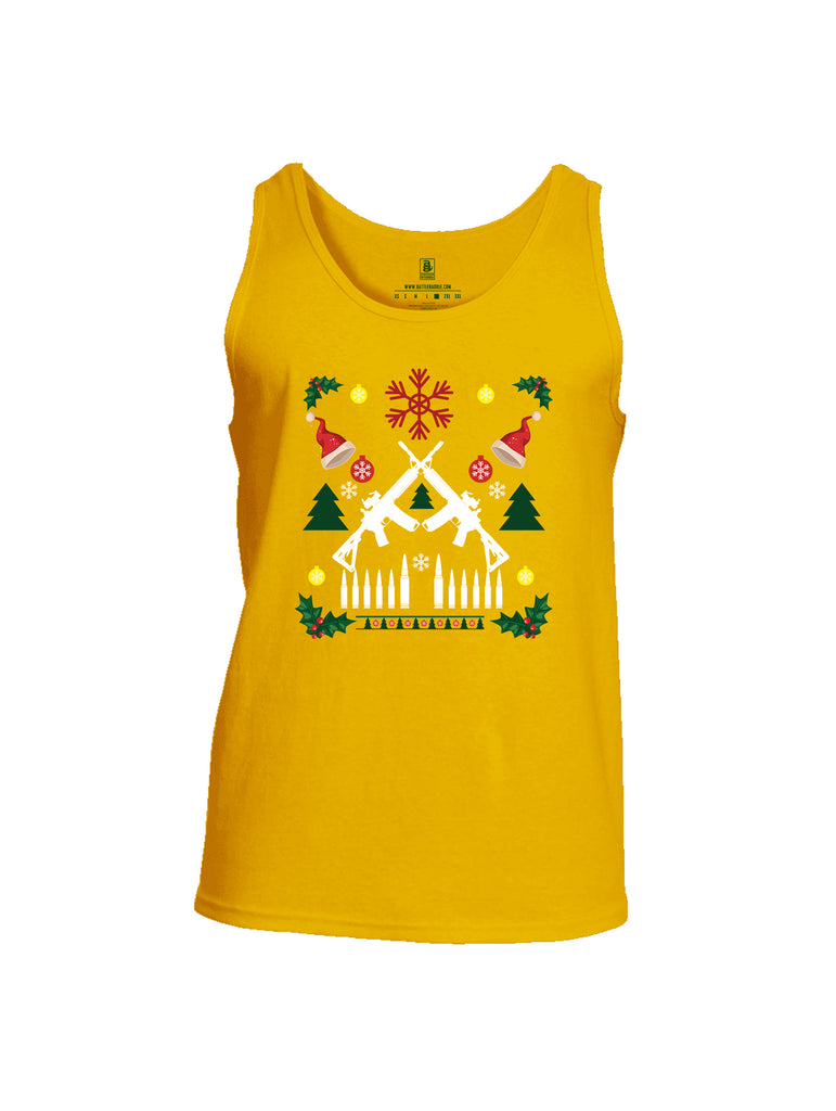 Battleraddle AR15 Cross Rifle Bullet Links Christmas Holiday Ugly Mens Cotton Tank Top