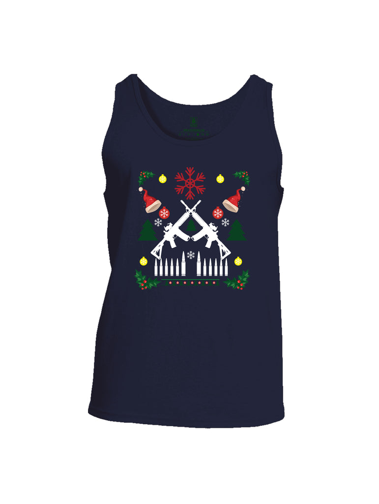 Battleraddle AR15 Cross Rifle Bullet Links Christmas Holiday Ugly Mens Cotton Tank Top