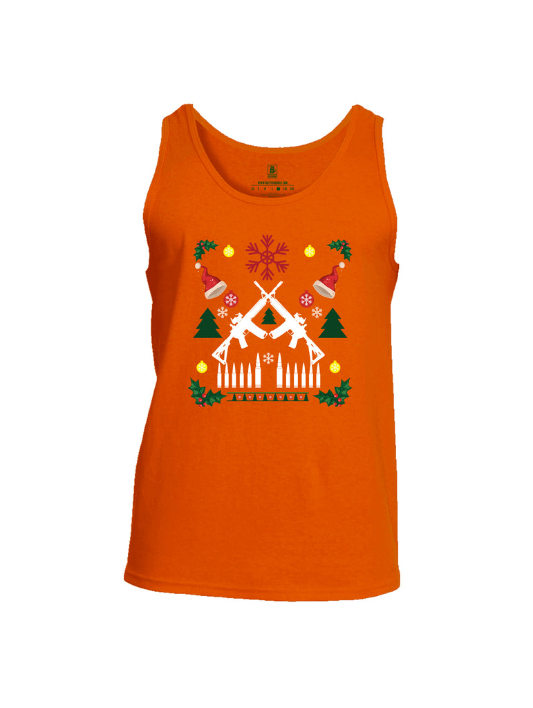 Battleraddle AR15 Cross Rifle Bullet Links Christmas Holiday Ugly Mens Cotton Tank Top