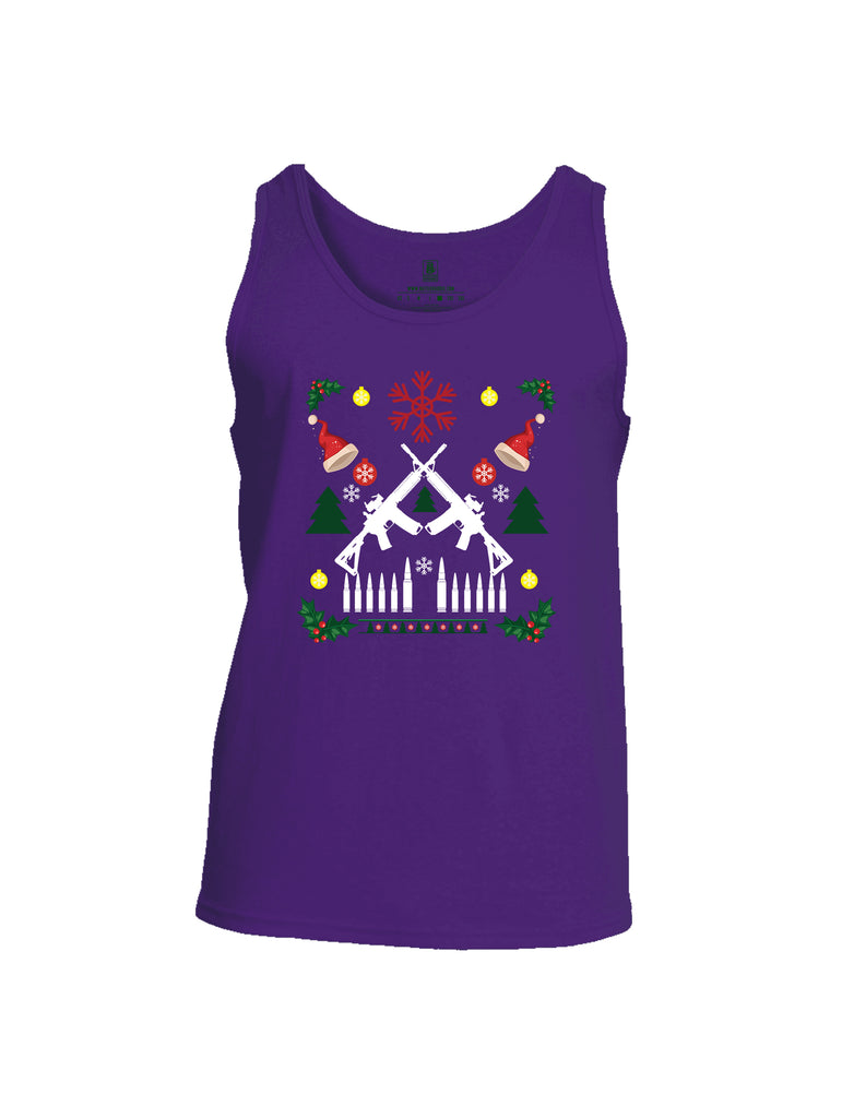Battleraddle AR15 Cross Rifle Bullet Links Christmas Holiday Ugly Mens Cotton Tank Top