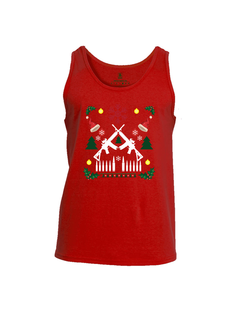 Battleraddle AR15 Cross Rifle Bullet Links Christmas Holiday Ugly Mens Cotton Tank Top