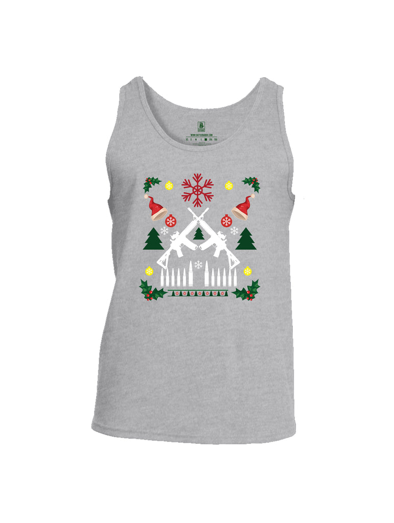 Battleraddle AR15 Cross Rifle Bullet Links Christmas Holiday Ugly Mens Cotton Tank Top