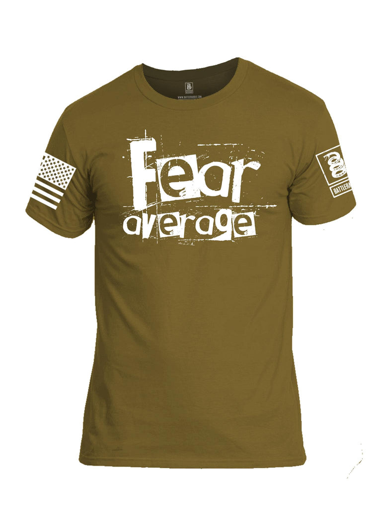 Battleraddle Fear Average White Sleeve Print Mens Cotton Crew Neck T Shirt