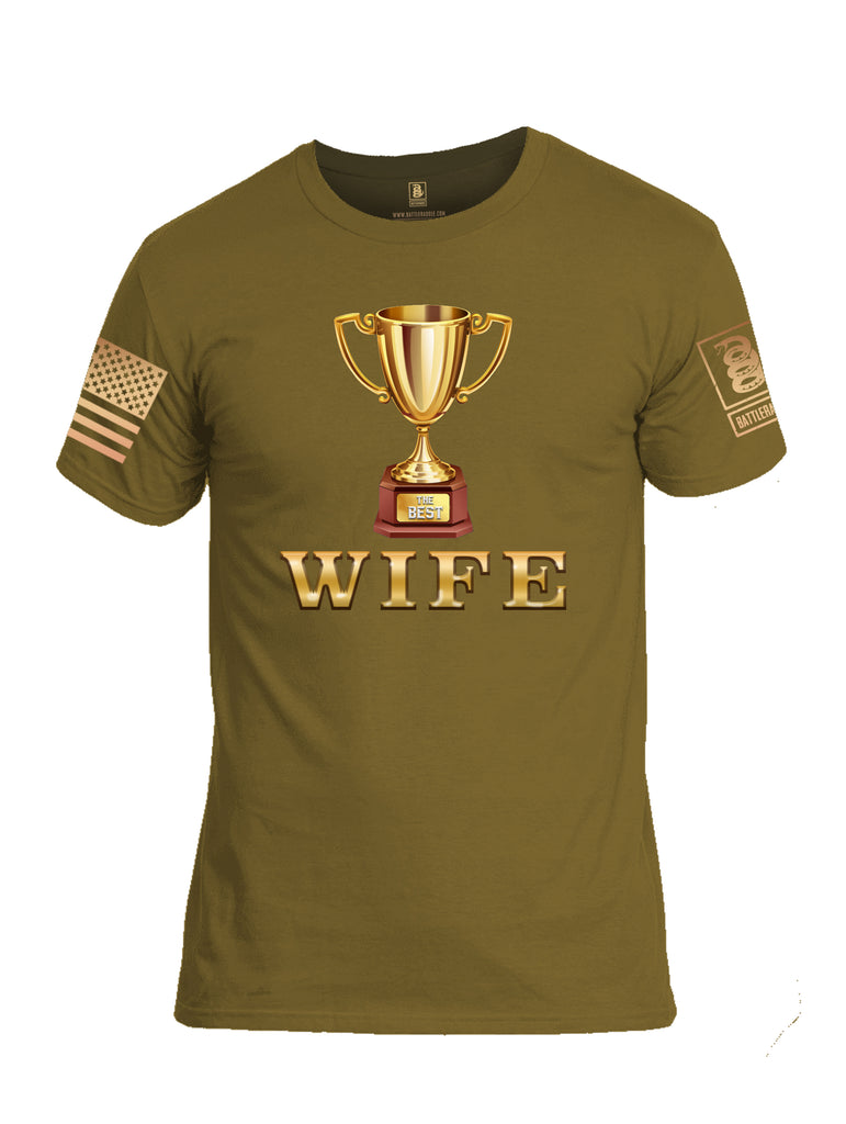 Battleraddle The Best Wife Brass Sleeve Print Mens Cotton Crew Neck T Shirt