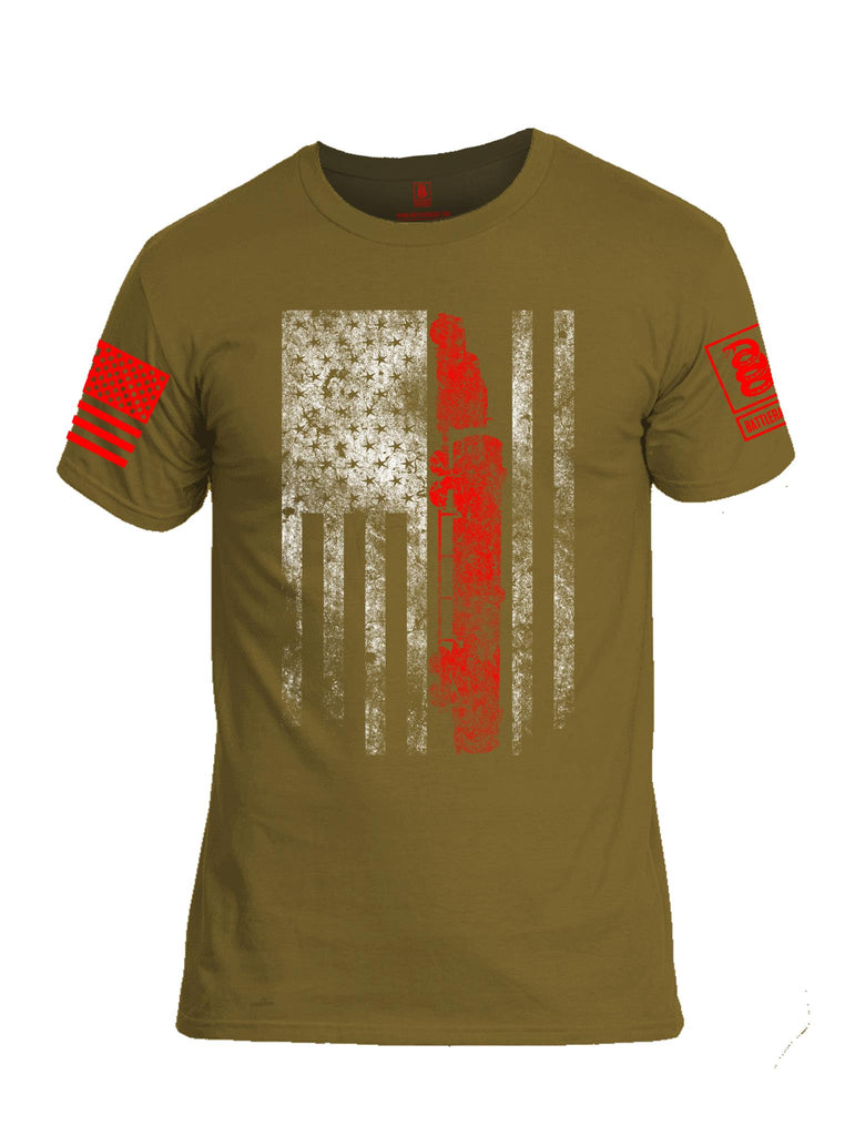 Battleraddle Truck Driver Flag V2 Red Sleeve Print Mens Cotton Crew Neck T Shirt