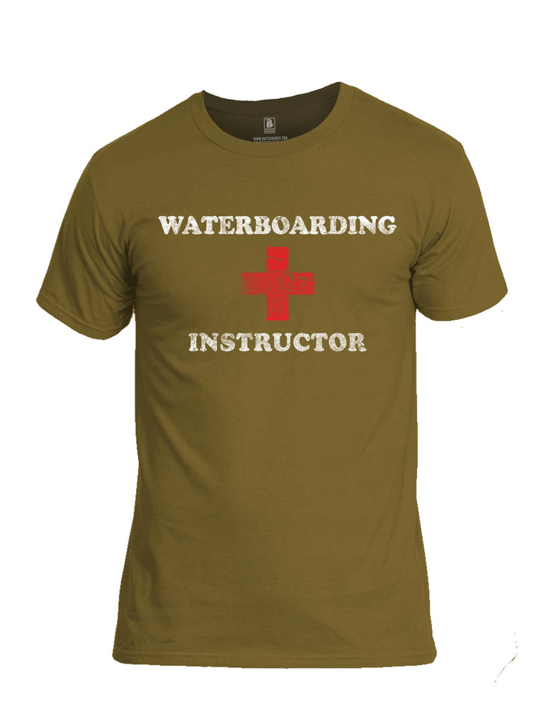 Battleraddle Waterboarding Instructor Mens Cotton Crew Neck T Shirt-Coyote Tan