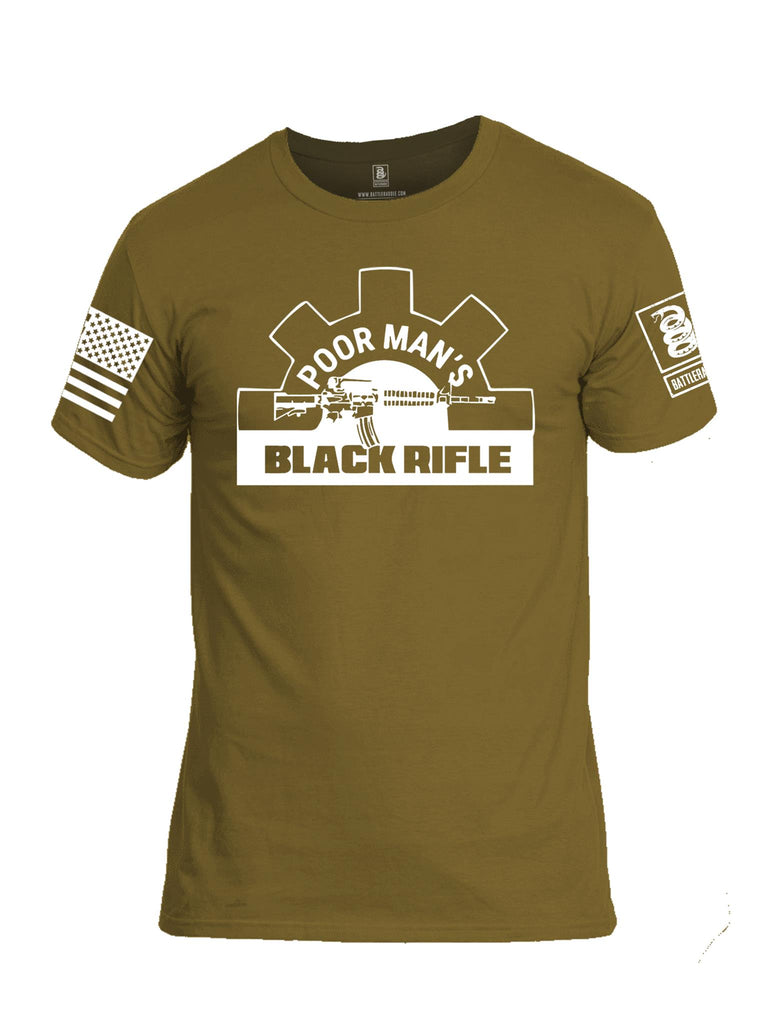 Battleraddle Poor Man's Black Rifle PMBR Join The Brotherhood  White Sleeve Print Mens Cotton Crew Neck T Shirt