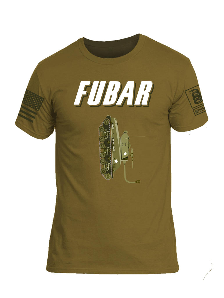 Battleraddle FUBAR V2 Dark Green Sleeve Print Mens Cotton Crew Neck T Shirt