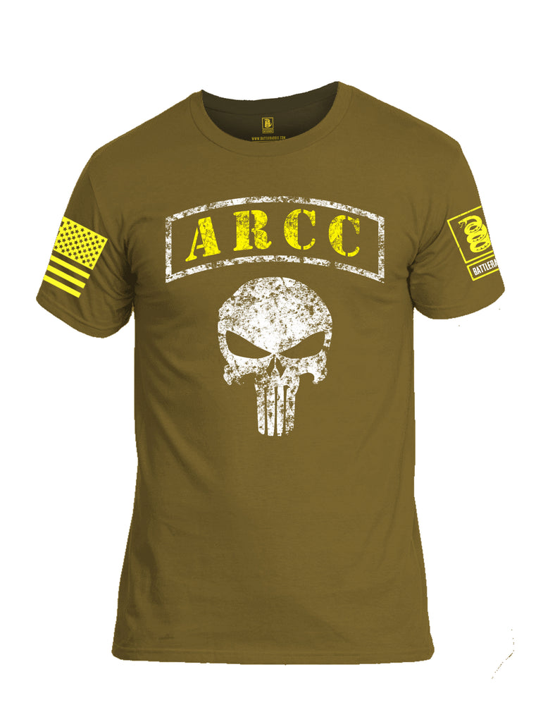 Battleraddle ARCC Punisher Yellow Sleeve Print Mens Cotton Crew Neck T Shirt - Battleraddle® LLC