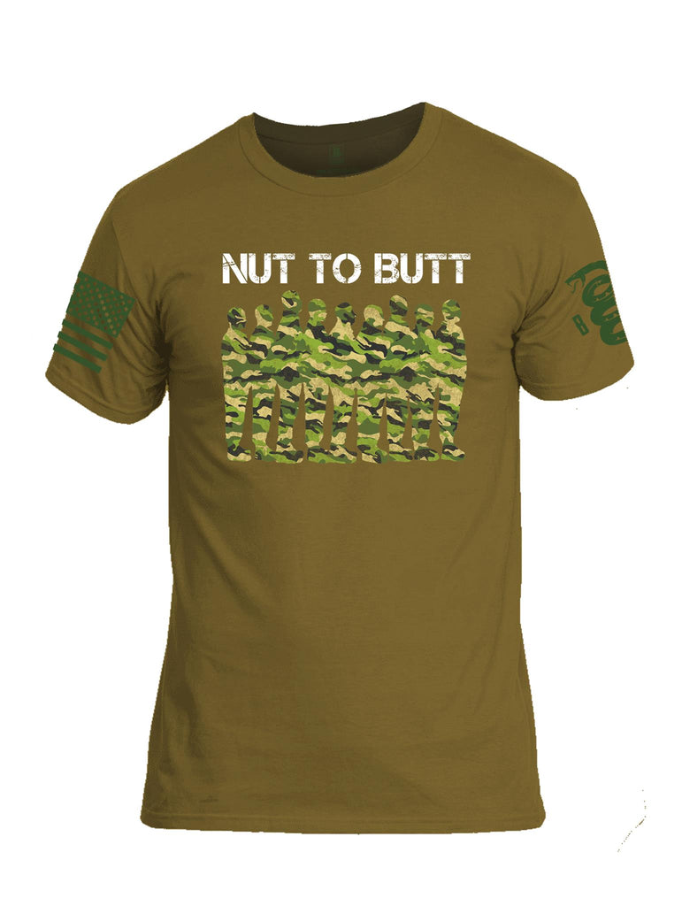 Battleraddle Nut To Butt Green Sleeve Print Mens Crew Neck Cotton T Shirt