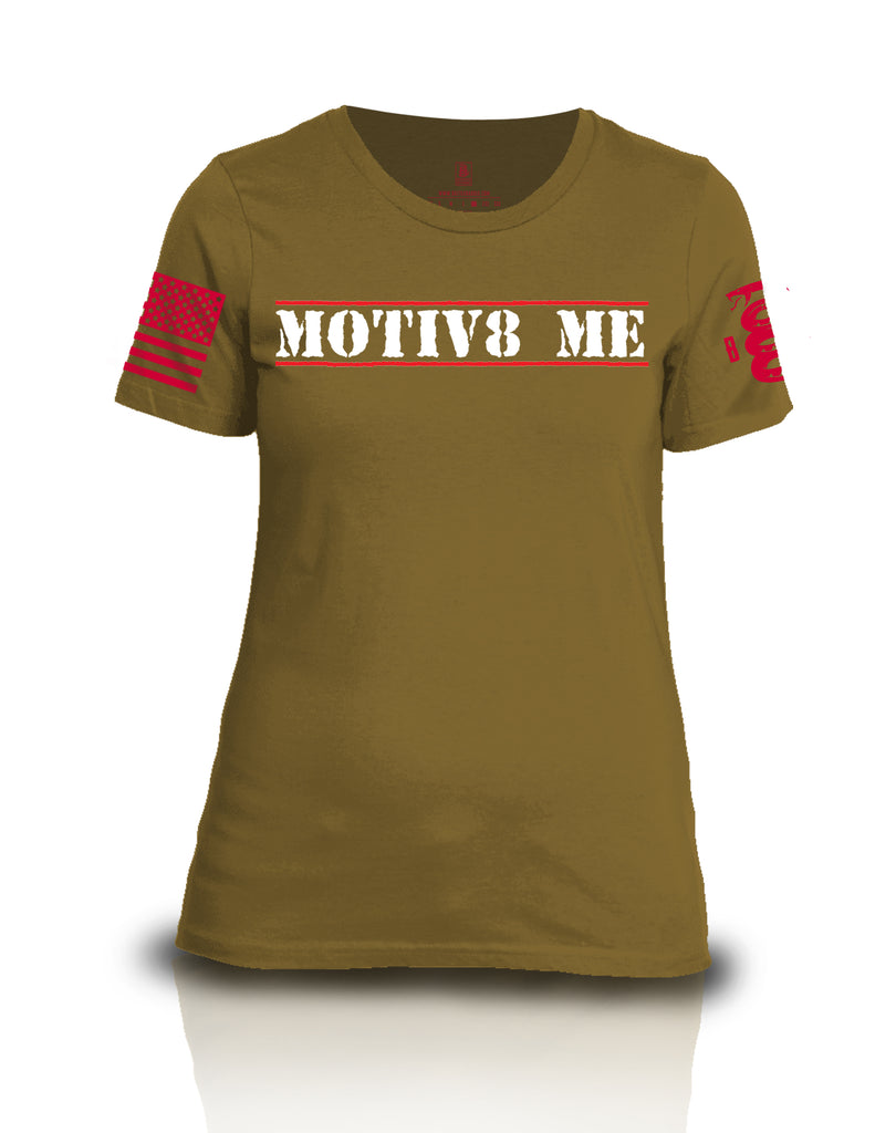 Battleraddle Motiv8 Me Red Sleeve Print Womens Cotton Crew Neck T Shirt