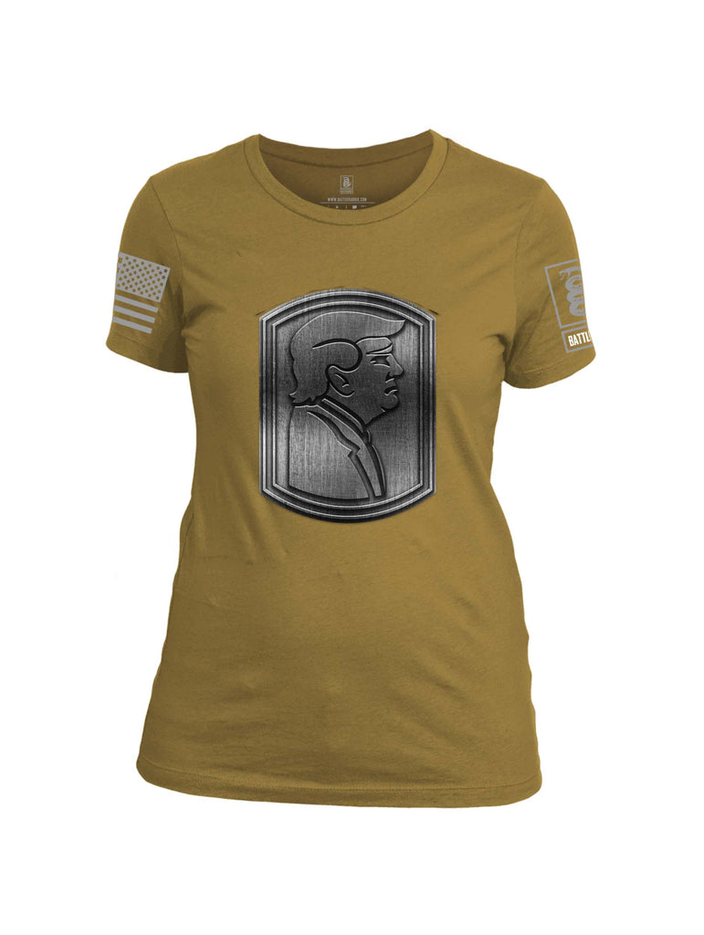 Battleraddle Trump Army Silver Grey Sleeve Print Womens Cotton Crew Neck T Shirt