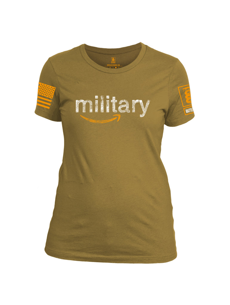 Battleraddle Military Orange Sleeve Print Womens Cotton Crew Neck T Shirt