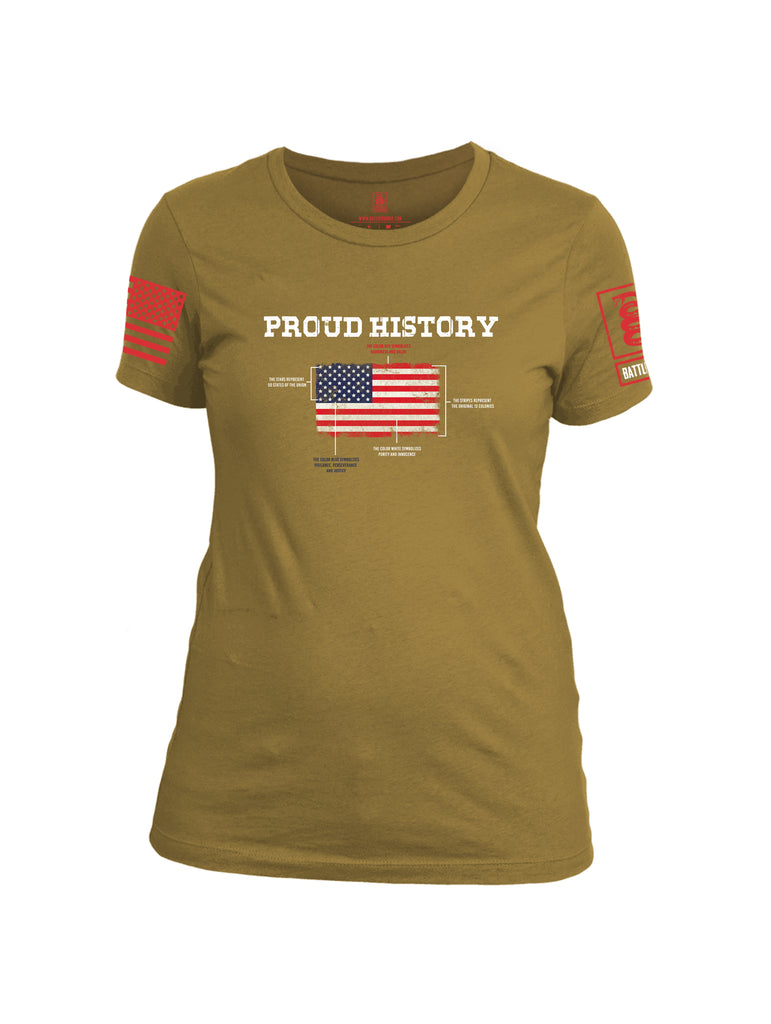 Battleraddle Proud History Red Sleeve Print Womens Cotton Crew Neck T Shirt