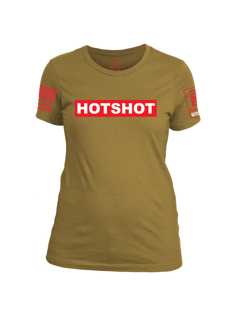 Battleraddle Supreme Hotshot Firefighter Red Sleeve Print Womens Cotton Crew Neck T Shirt