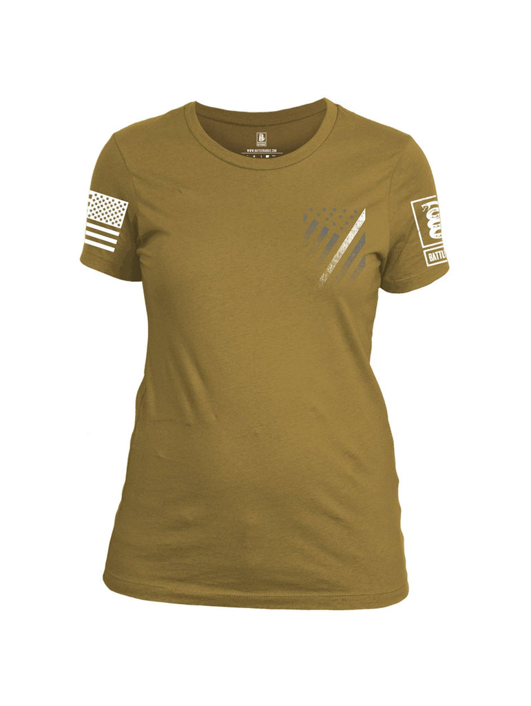 Battleraddle USA White Thin Line Series Flag White Sleeve Print Womens Cotton Crew Neck T Shirt shirt|custom|veterans|Apparel-Womens T Shirt-cotton