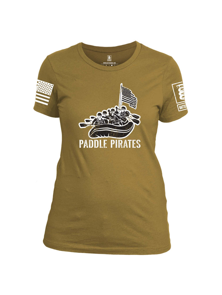 Battleraddle Paddle Pirates White Sleeve Print Womens Cotton Crew Neck T Shirt