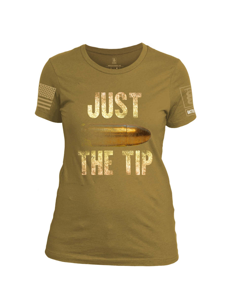Battleraddle Just The Tip Big Bullet Brass Sleeve Print Womens Cotton Crew Neck T Shirt