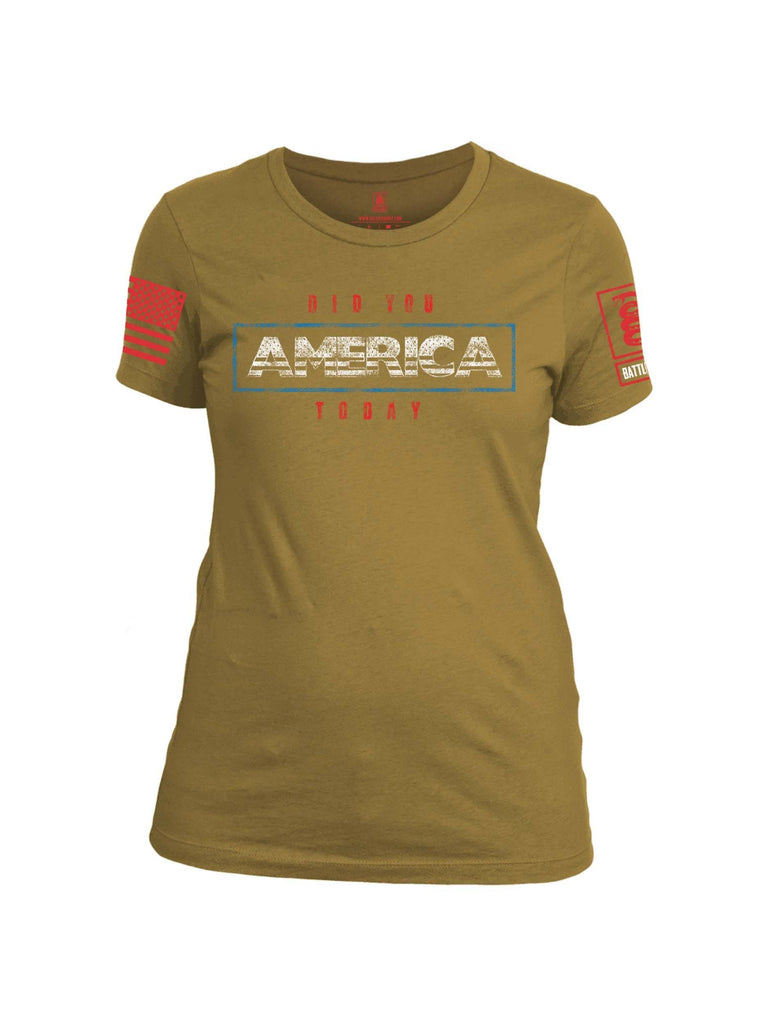 Battleraddle Did You America Today V1 Red Sleeve Print Womens Cotton Crew Neck T Shirt shirt|custom|veterans|Apparel-Womens T Shirt-cotton