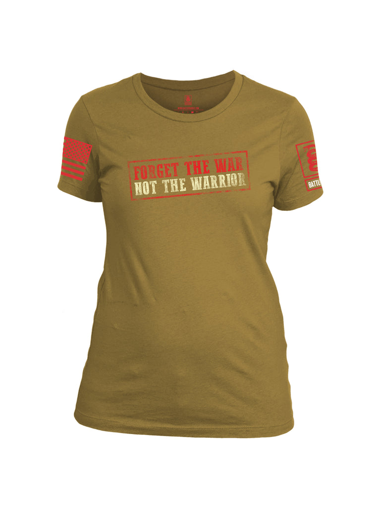 Battleraddle Forget The War Not The Warrior Red Sleeve Print Womens Cotton Crew Neck T Shirt