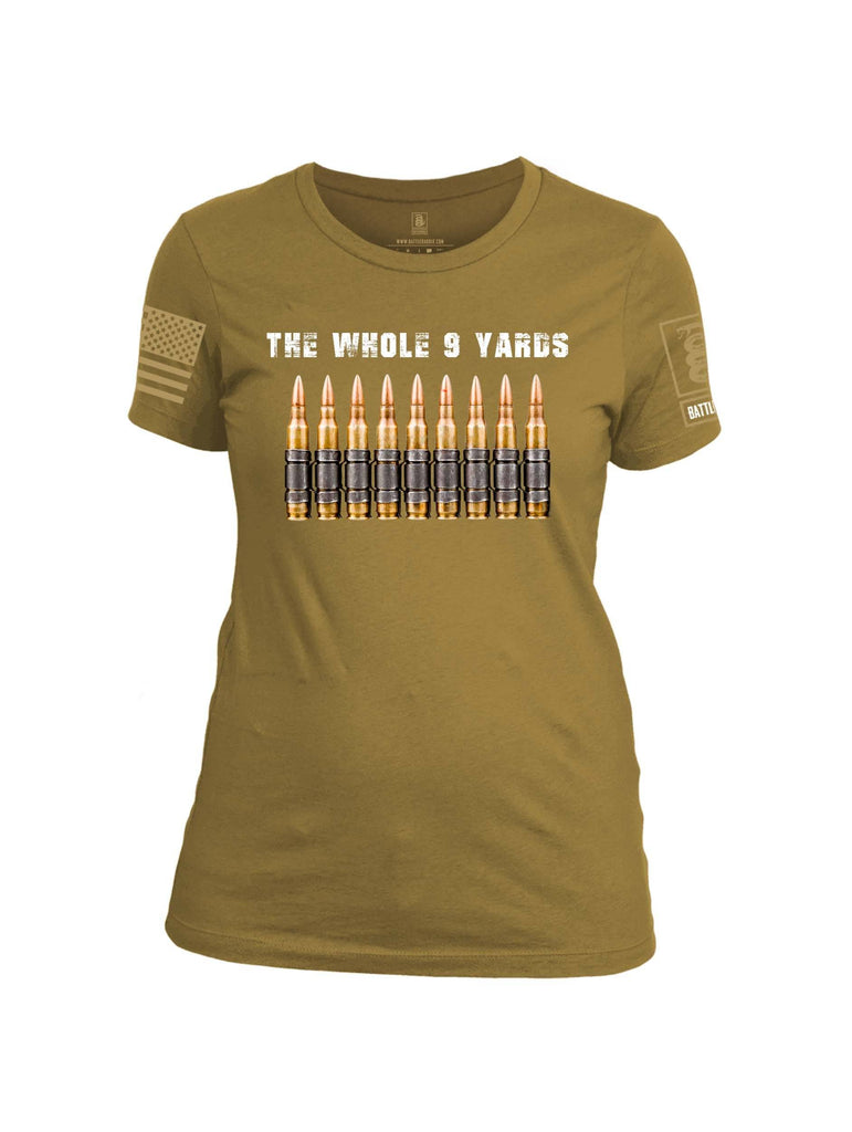 Battleraddle The Whole 9 Yards Brass Sleeve Print Womens Cotton Crew Neck T Shirt shirt|custom|veterans|Apparel-Womens T Shirt-cotton