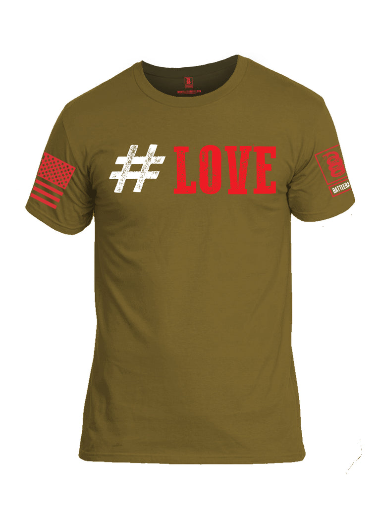 Battleraddle #Love Red Sleeve Print Mens Cotton Crew Neck T Shirt