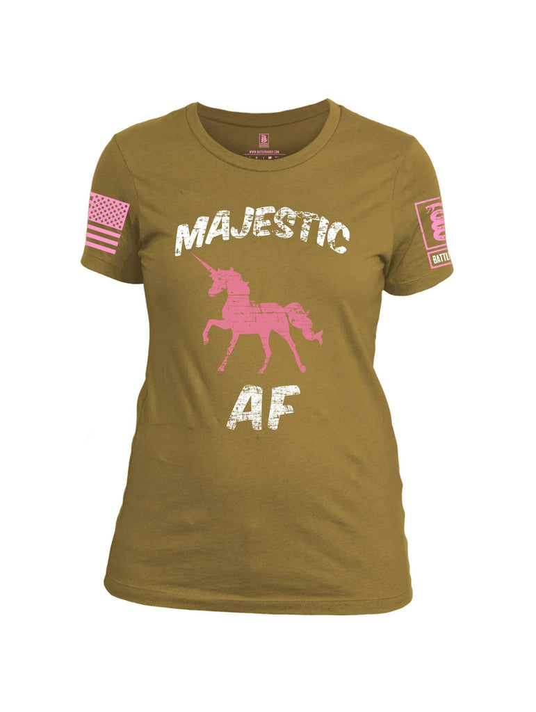 Battleraddle Majestic AF Pink Sleeve Print Womens Cotton Crew Neck T Shirt shirt|custom|veterans|Apparel-Womens T Shirt-cotton