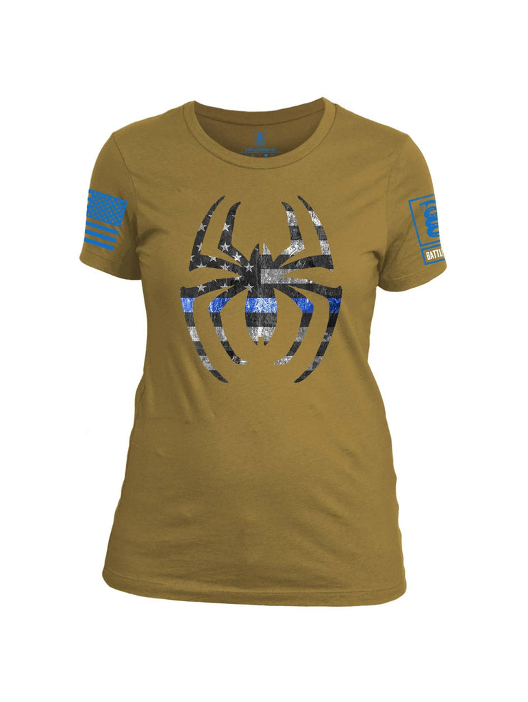 Battleraddle Webman Blue Line Blue Sleeve Print Womens Cotton Crew Neck T Shirt shirt|custom|veterans|Apparel-Womens T Shirt-cotton