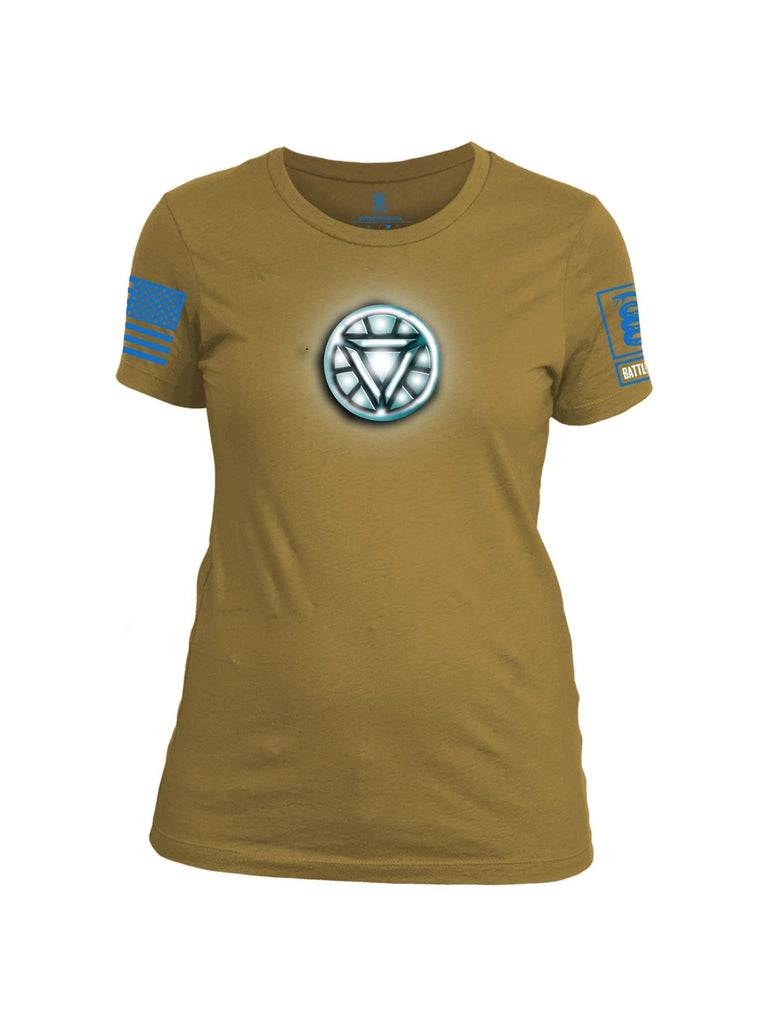 Battleraddle Iron Stark Chest ARC Reactor Blue Sleeve Print Womens Cotton Crew Neck T Shirt shirt|custom|veterans|Apparel-Womens T Shirt-cotton