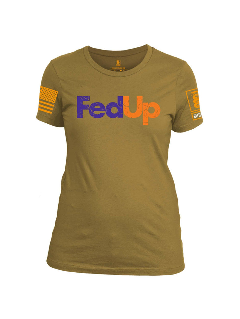 Battleraddle FedUp Orange Sleeve Print Womens Cotton Crew Neck T Shirt shirt|custom|veterans|Apparel-Womens T Shirt-cotton