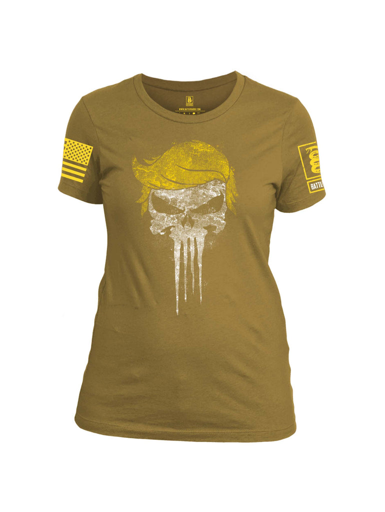 Battleraddle Mr. President Expounder Yellow Sleeve Print Womens Cotton Crew Neck T Shirt