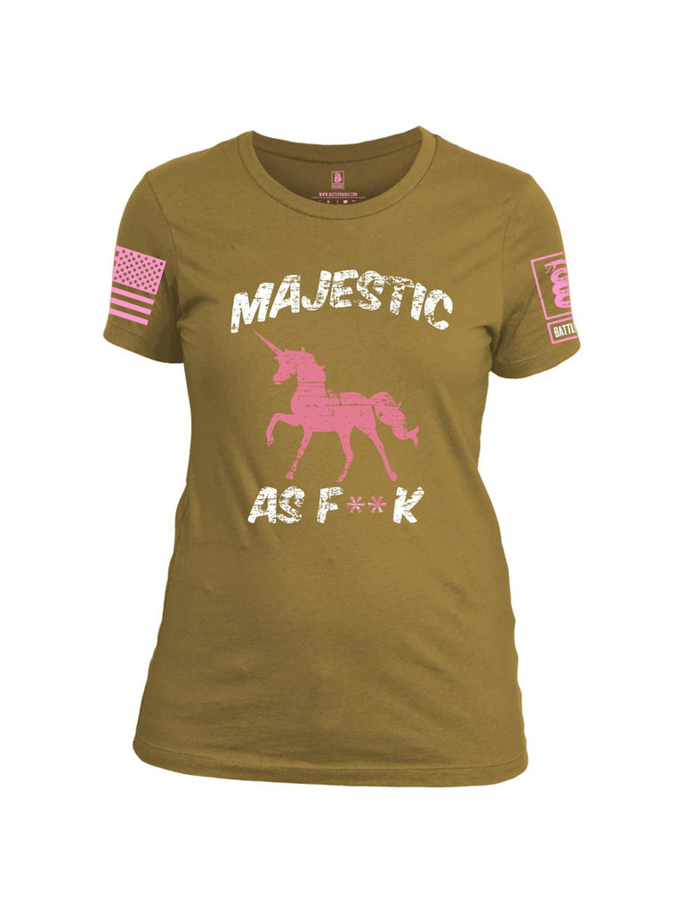 Battleraddle Majestic As F**k Pink Sleeve Print Womens Cotton Crew Neck T Shirt shirt|custom|veterans|Apparel-Womens T Shirt-cotton