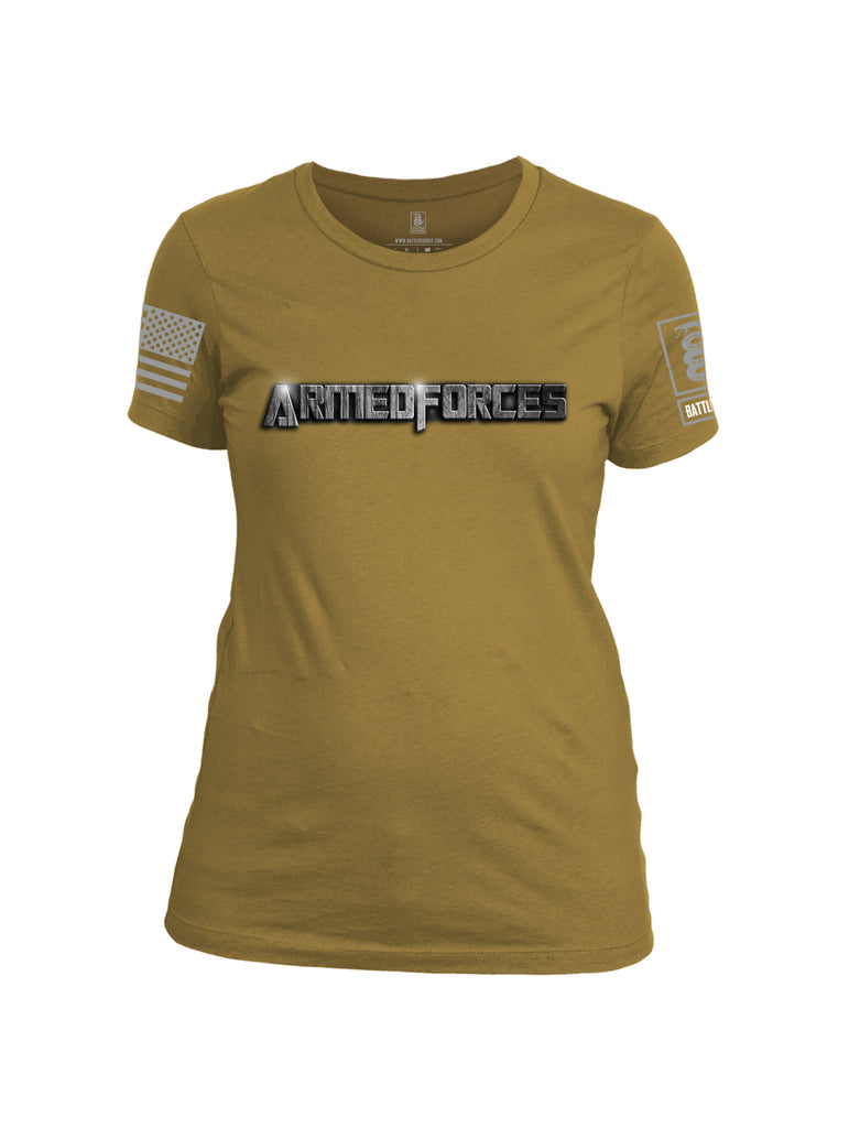 Battleraddle Armedforces Transpatriot Grey Sleeve Print Womens Cotton Crew Neck T Shirt