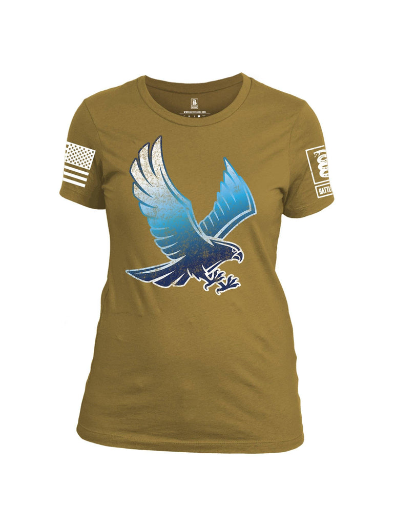 Battleraddle Blue Falcon Fuckin Buddies Over Since 1776 White Sleeve Print Womens Cotton Crew Neck T Shirt shirt|custom|veterans|Apparel-Womens T Shirt-cotton