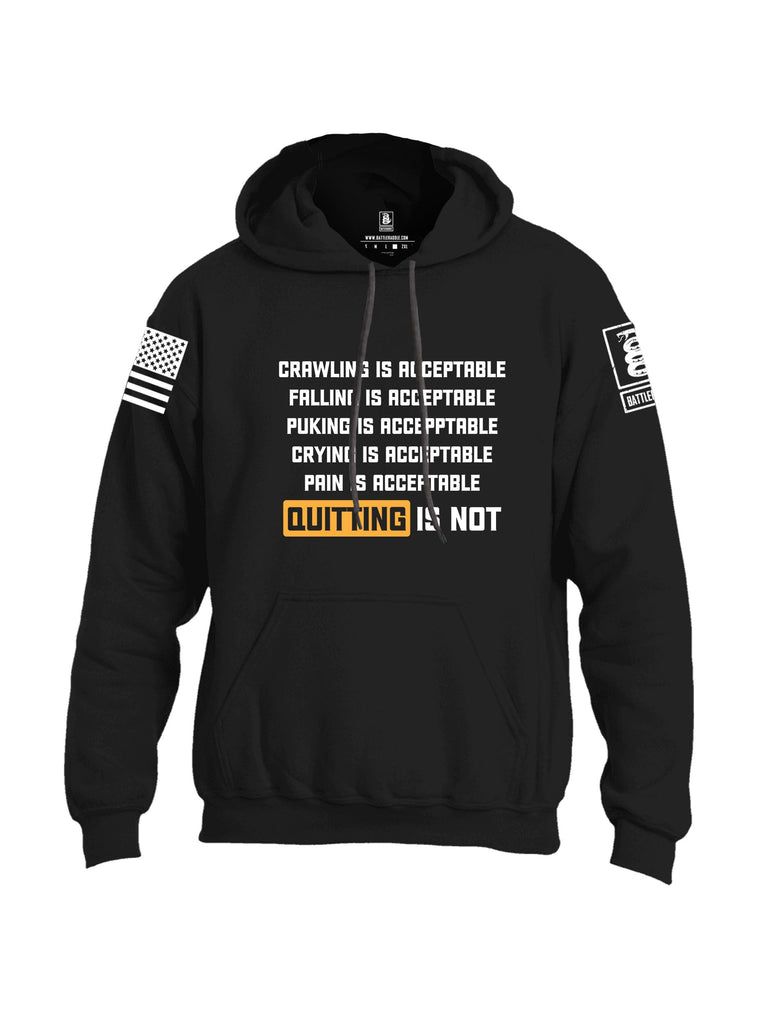 Battleraddle Quitting Is Not Acceptable White Sleeves Uni Cotton Blended Hoodie With Pockets