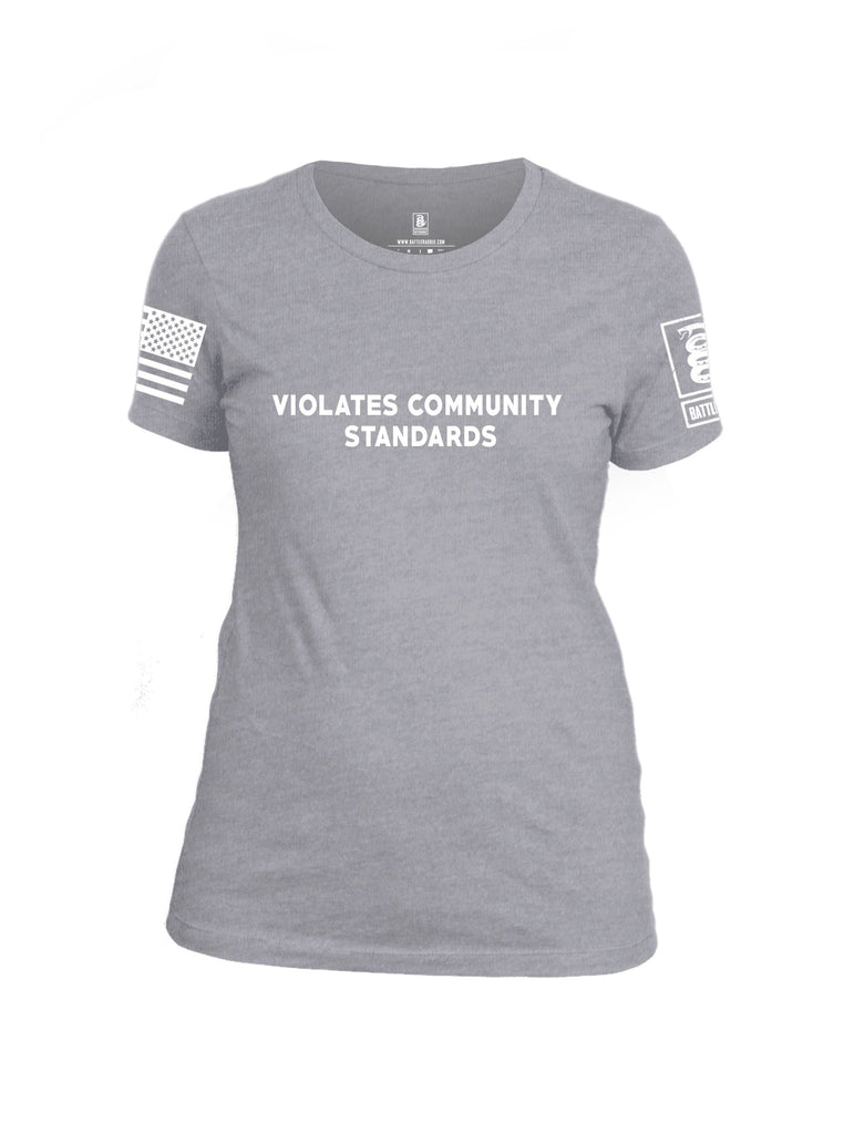 Battleraddle Violates Community Standards White Sleeves Women Cotton Crew Neck T-Shirt