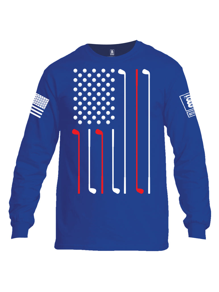 Battleraddle Golf Flag White {sleeve_color} Sleeves Men Cotton Crew Neck Long Sleeve T Shirt